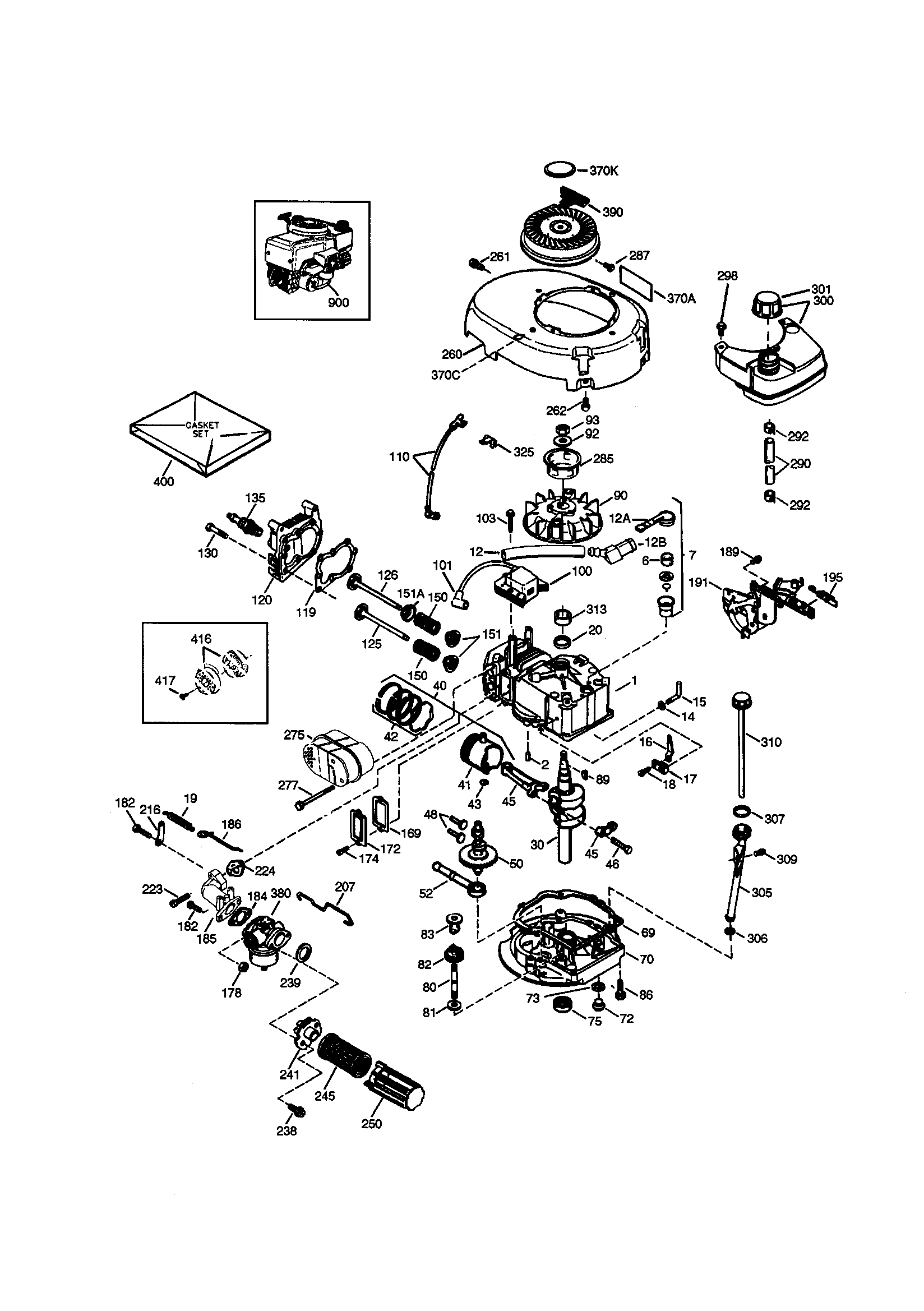 Craftsman 4-cycle Engine Diagram and Parts List for 143996002  Craftsman Engine