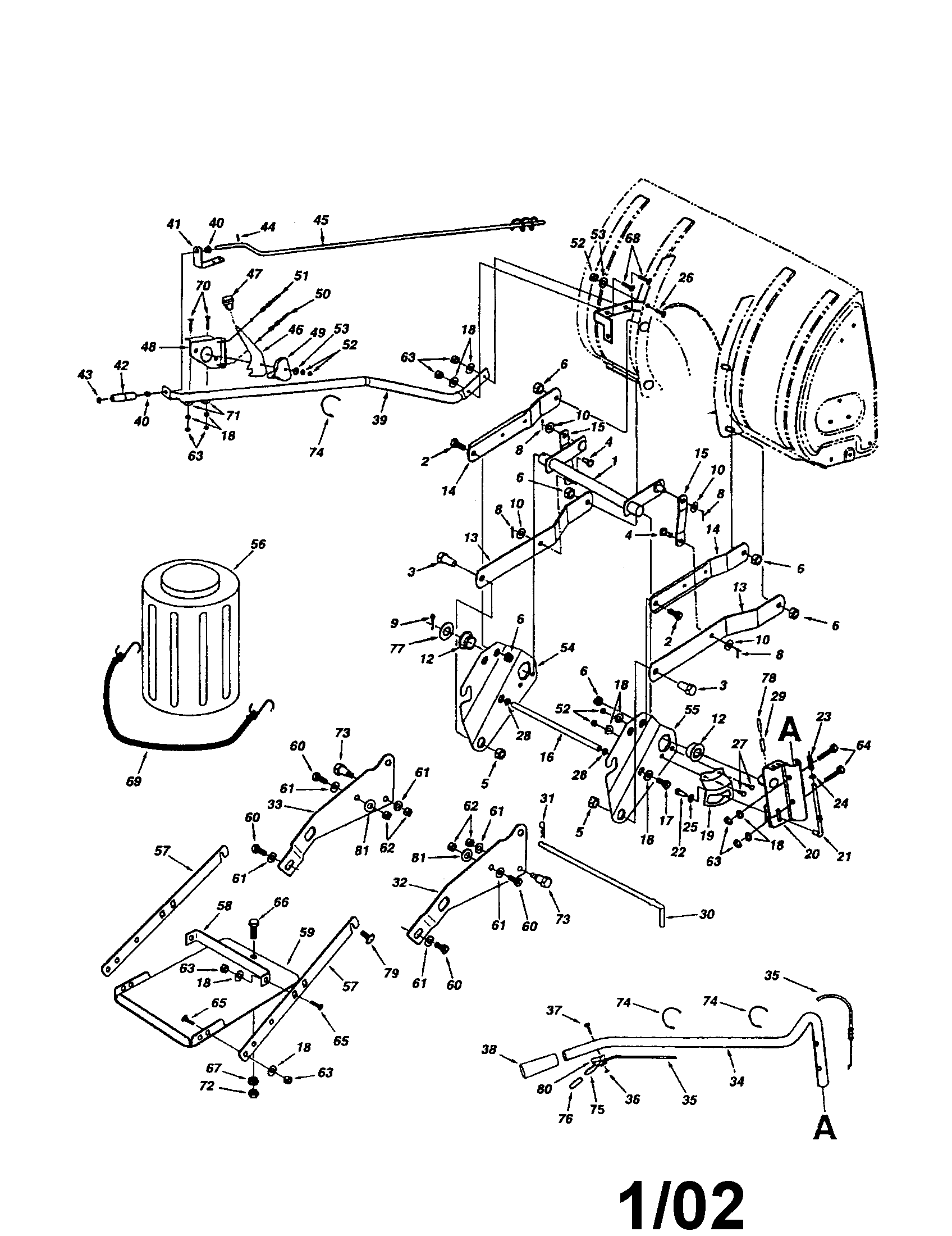 40" Snow Thrower Diagram and Parts List for  Craftsman Snow Blower