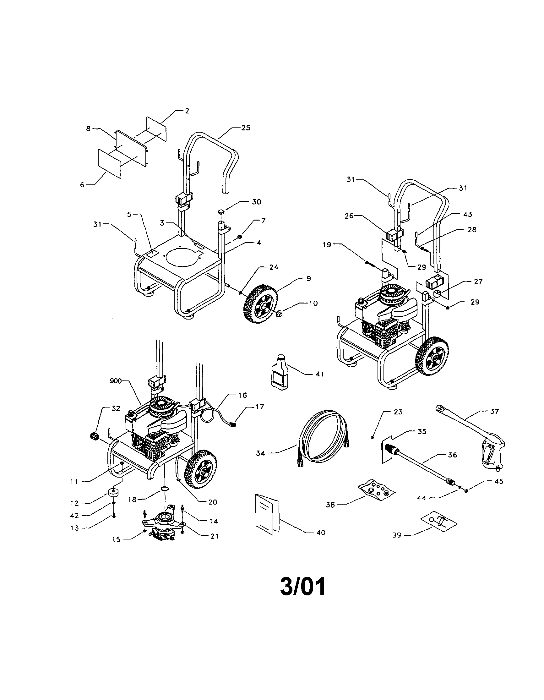 Main Unit Diagram and Parts List for  Craftsman Pressure Washer