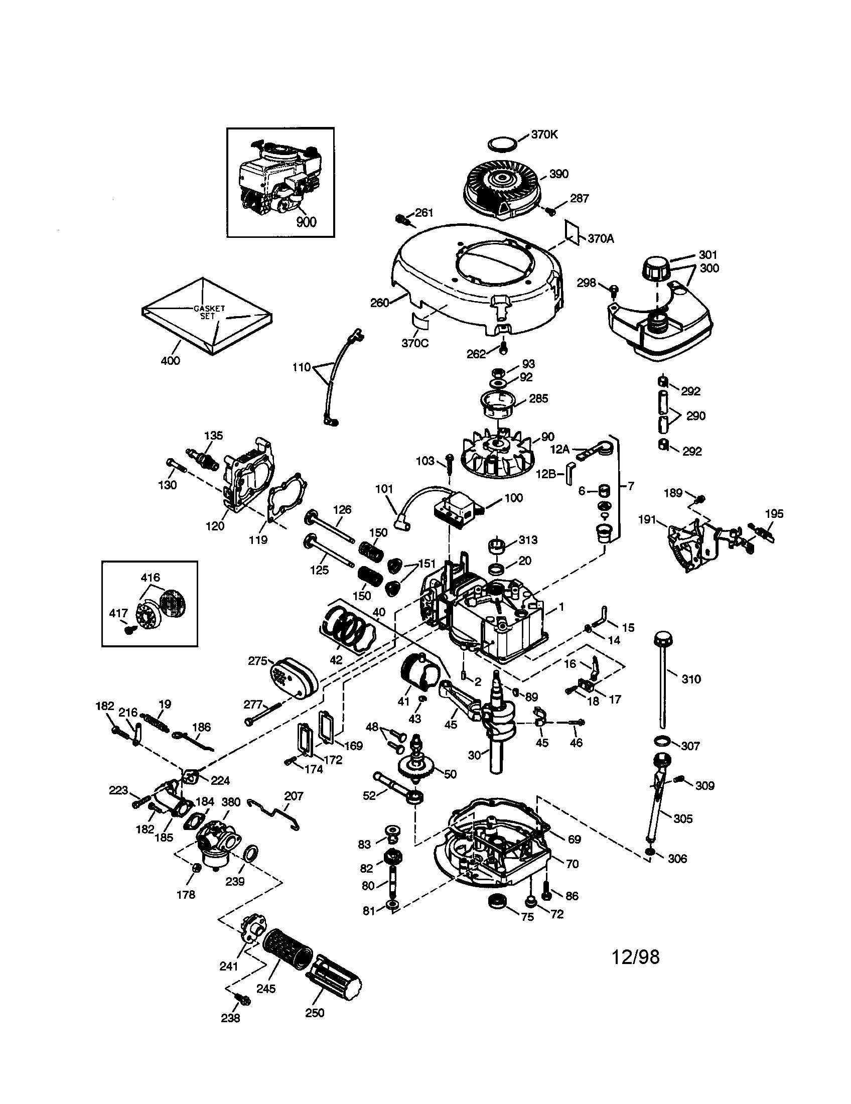Craftsman 4-cycle Engine Diagram and Parts List for 143996006  Craftsman Engine