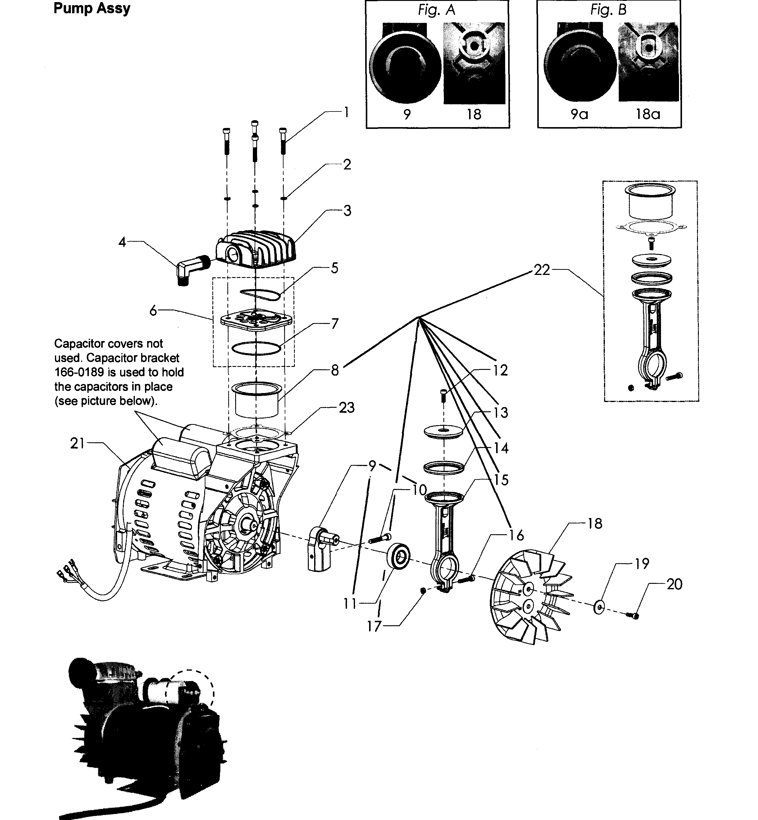 Pump Assy Diagram and Parts List for  Craftsman Compressor