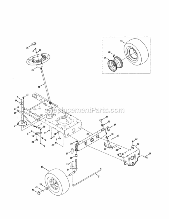 SteeringWheels Diagram and Parts List for  Craftsman Lawn Tractor