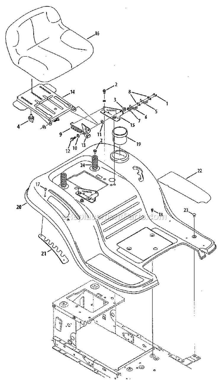 SeatFender Diagram and Parts List for  Craftsman Lawn Tractor