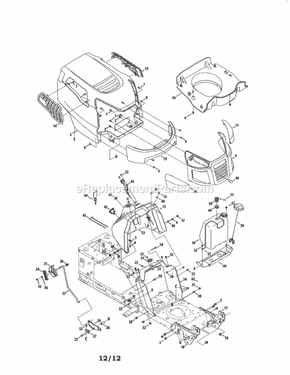 Page A Diagram and Parts List for  Craftsman Lawn Tractor
