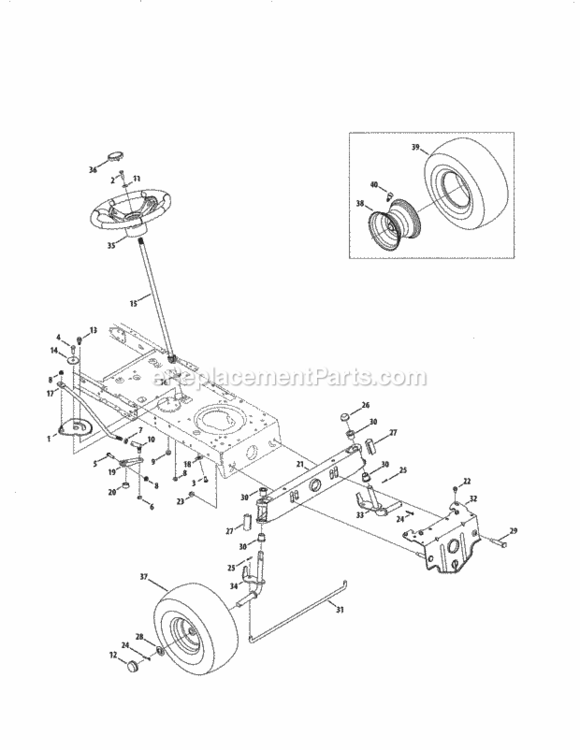 Page C Diagram and Parts List for  Craftsman Lawn Tractor