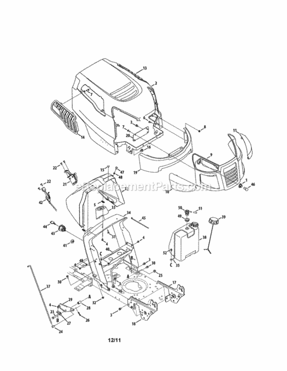 Page A Diagram and Parts List for  Craftsman Lawn Tractor