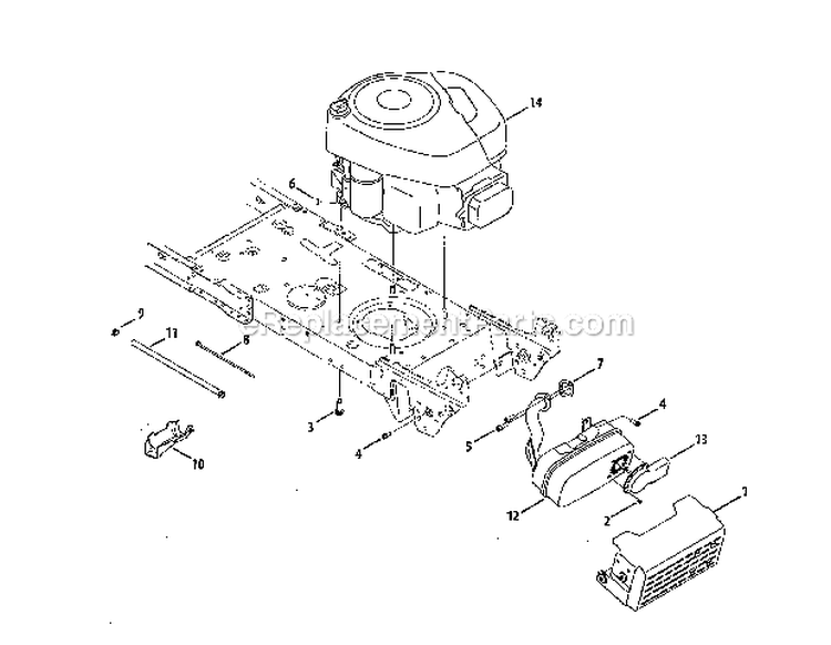 EngineMuffler Diagram and Parts List for  Craftsman Lawn Tractor