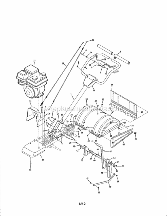 Page A Diagram and Parts List for  Craftsman Tiller