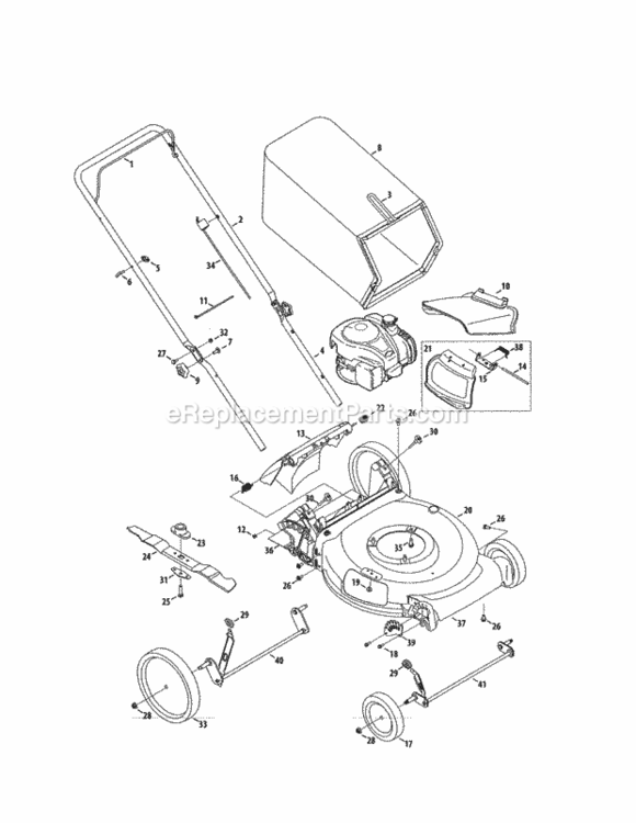 Page B Diagram and Parts List for  Craftsman Lawn Mower