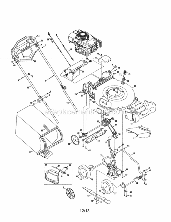 Page A Diagram and Parts List for  Craftsman Lawn Mower