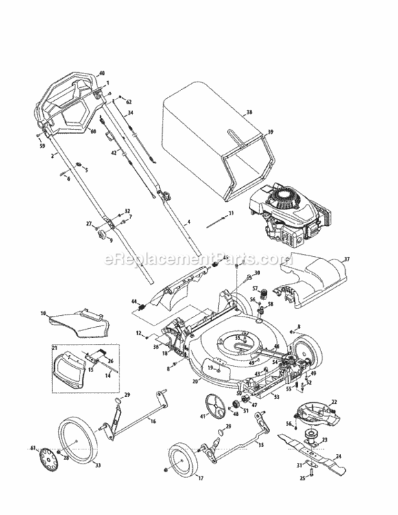 Page B Diagram and Parts List for  Craftsman Lawn Mower