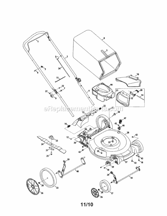 Page A Diagram and Parts List for  Craftsman Lawn Mower