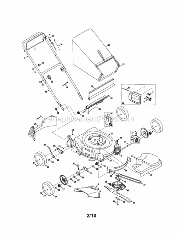 Page A Diagram and Parts List for  Craftsman Lawn Mower