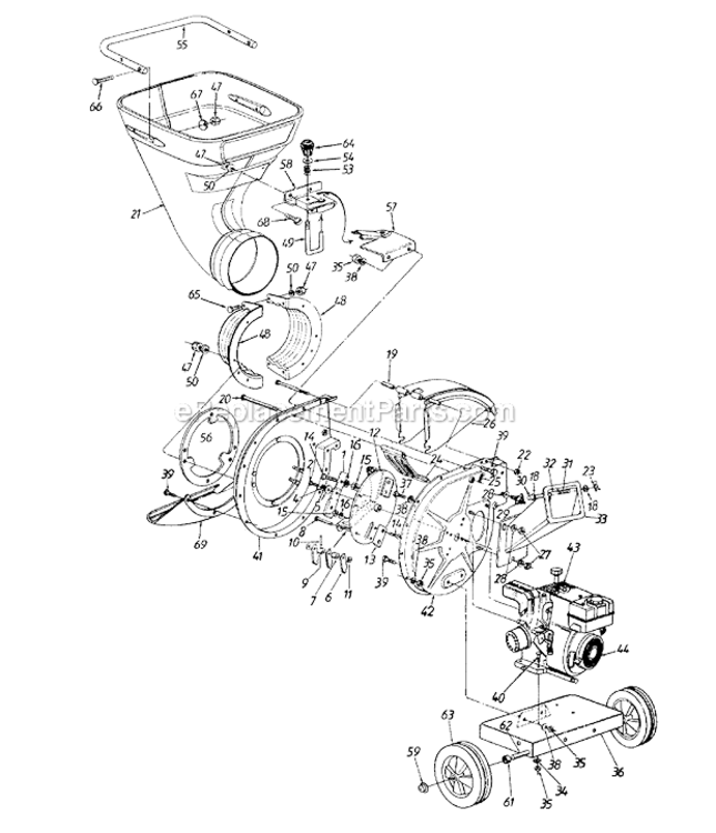 Page A Diagram and Parts List for  Craftsman Chipper Shredder