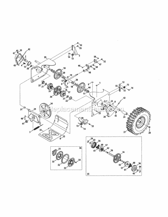Page B Diagram and Parts List for  Craftsman Snow Blower