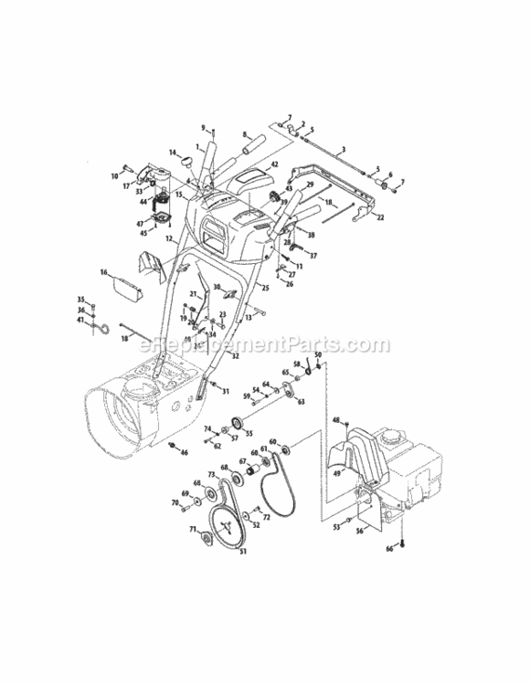 Page C Diagram and Parts List for  Craftsman Snow Blower
