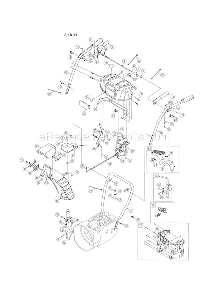 Handles / Chute Diagram and Parts List for  Craftsman