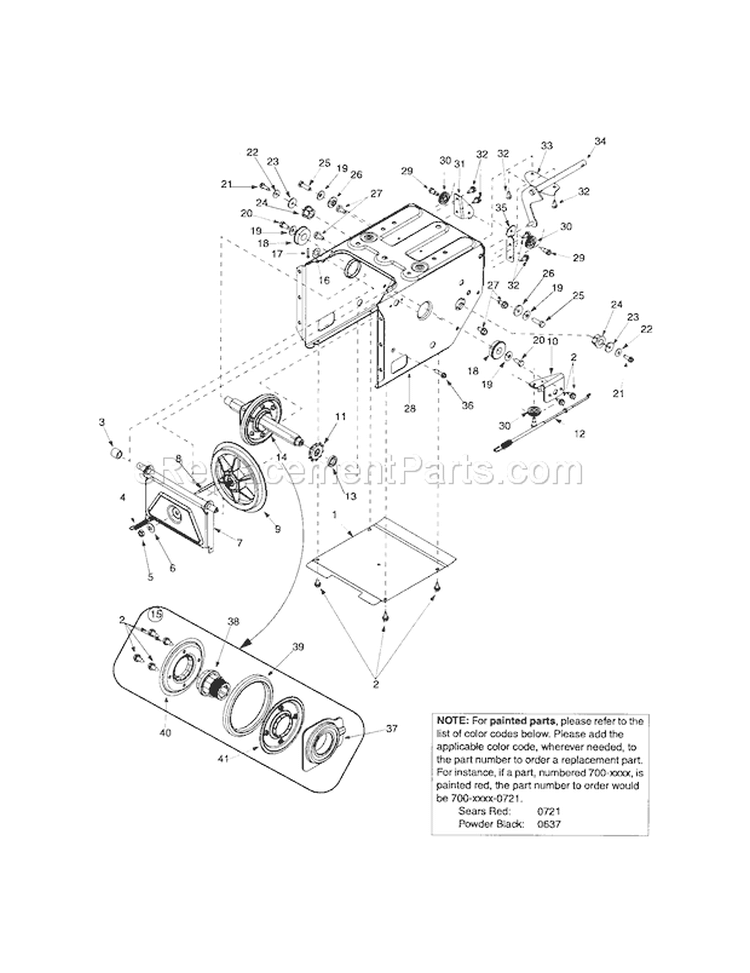Frame Cover/Drive Cable/S... Diagram and Parts List for  Craftsman Snow Blower