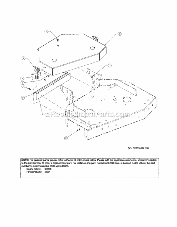 Page B Diagram and Parts List for  Craftsman Lawn Mower