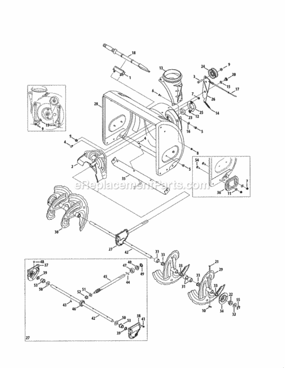 Page B Diagram and Parts List for  Craftsman Snow Blower