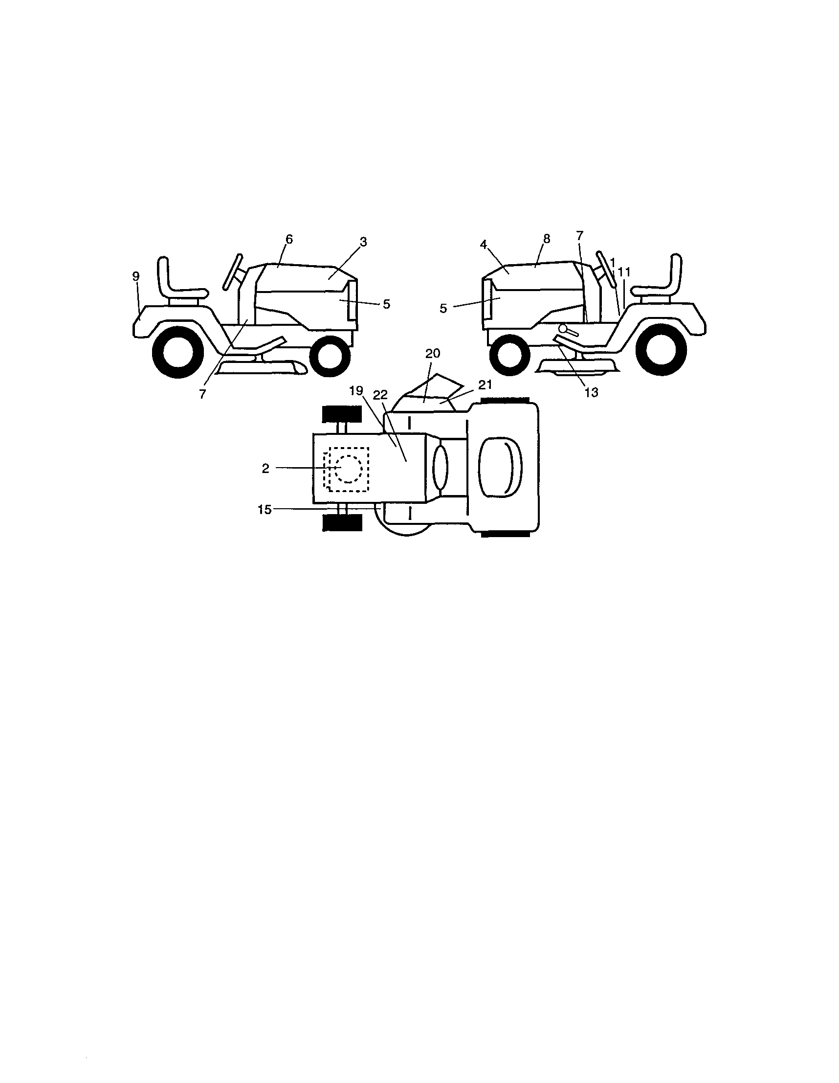 Decals Diagram and Parts List for  Craftsman Lawn Tractor