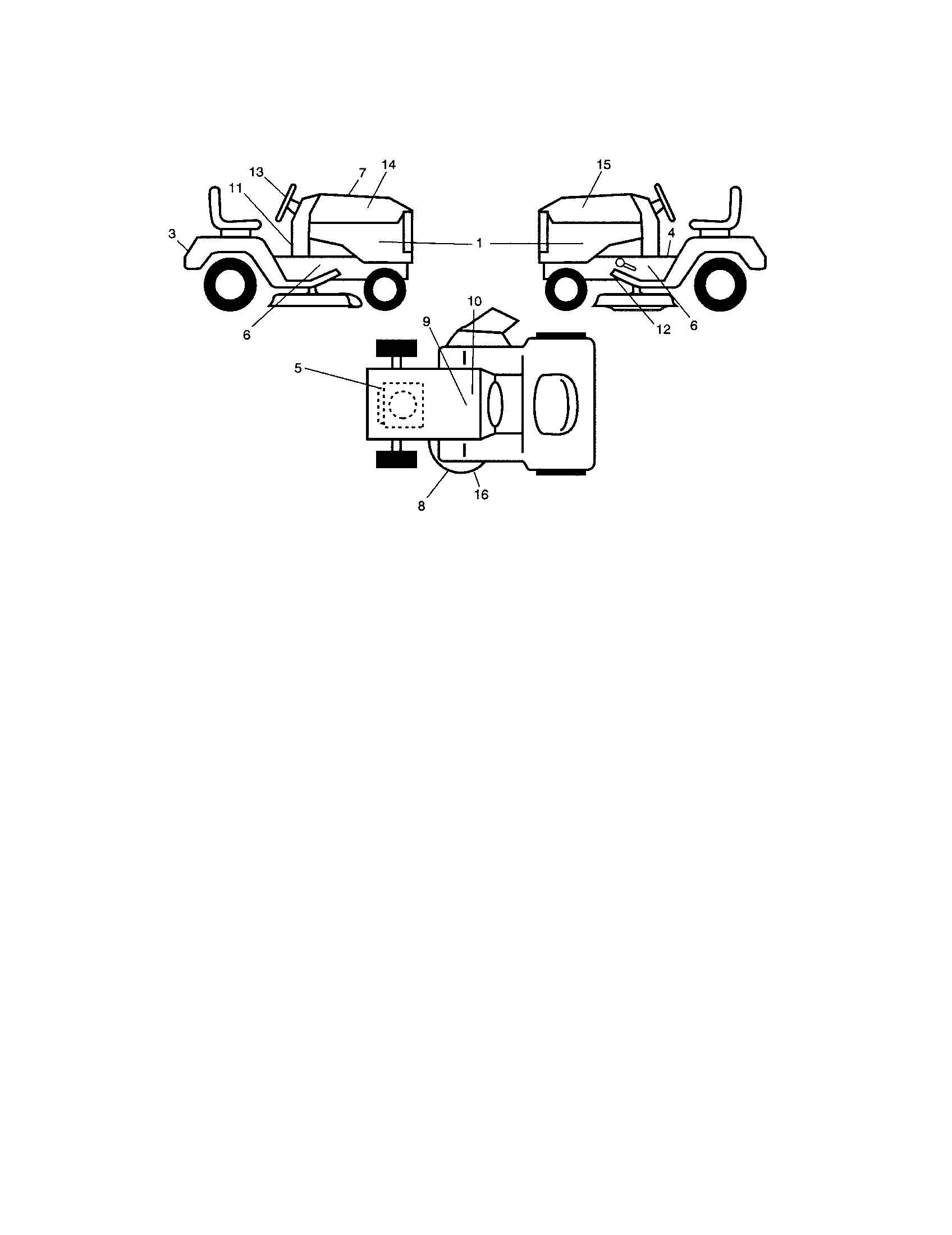 Decals Diagram and Parts List for  Craftsman Lawn Tractor