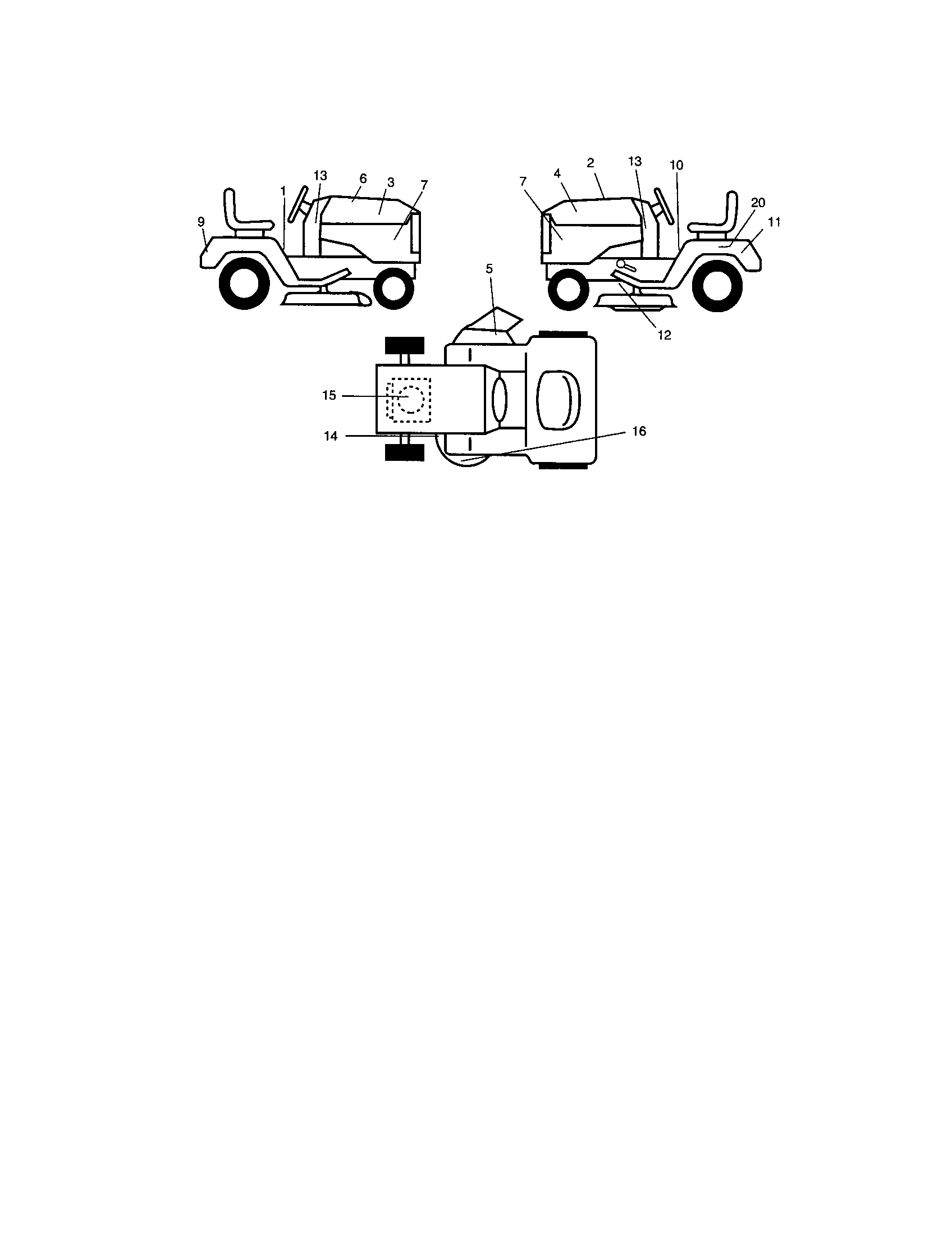 Decals Diagram and Parts List for  Craftsman Lawn Tractor