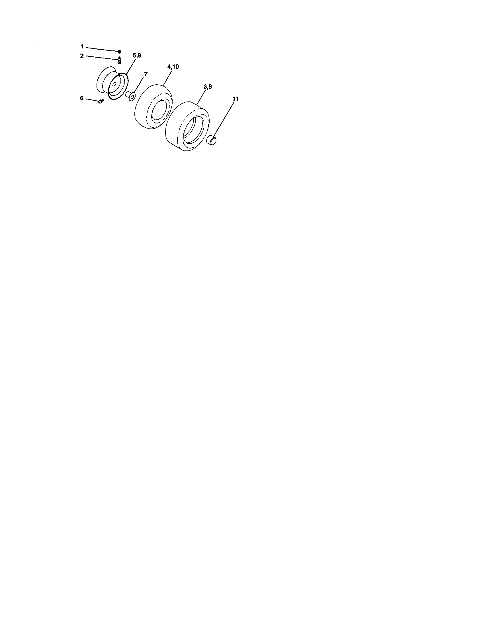 Wheels And Tires Diagram and Parts List for  Craftsman Lawn Tractor