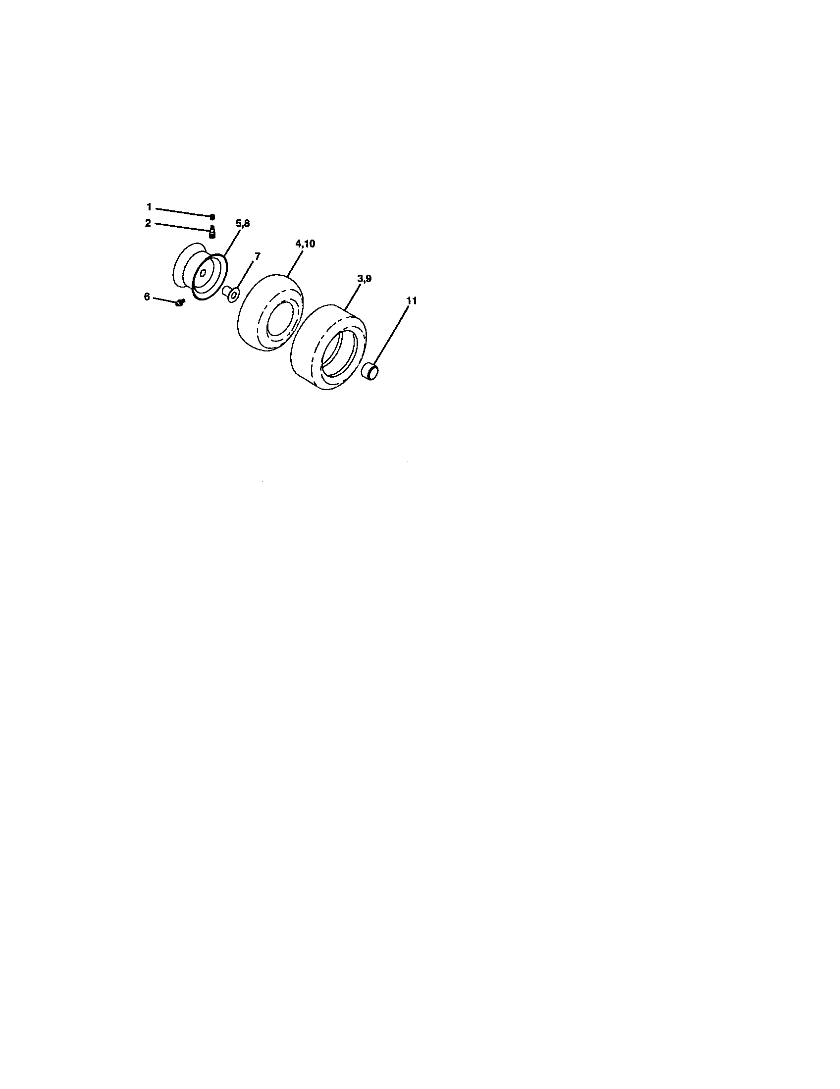 Wheels And Tires Diagram and Parts List for  Craftsman Lawn Tractor