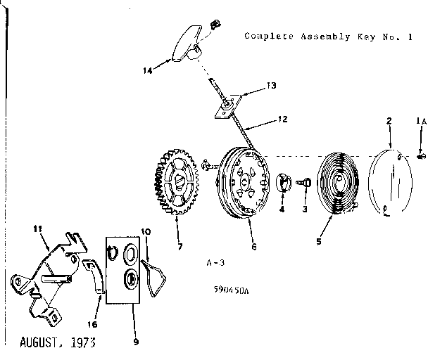 Rewind Starter Diagram and Parts List for  Craftsman Engine