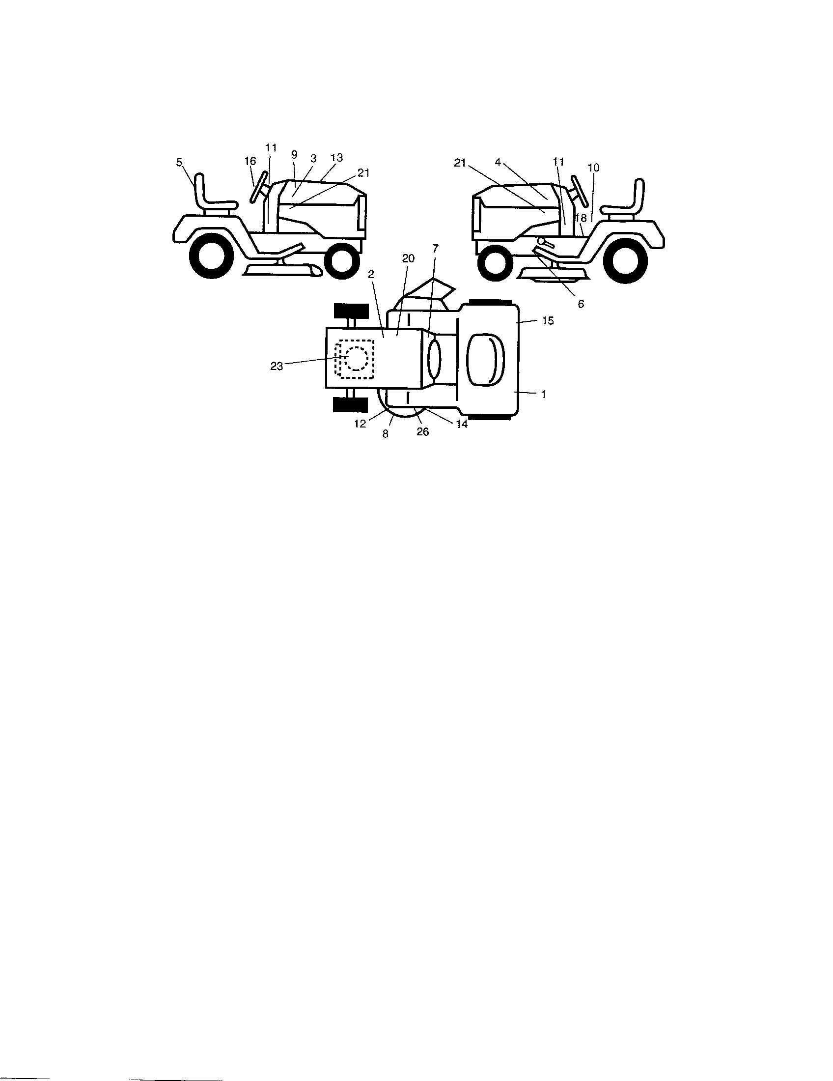 Decals Diagram and Parts List for  Craftsman Lawn Tractor