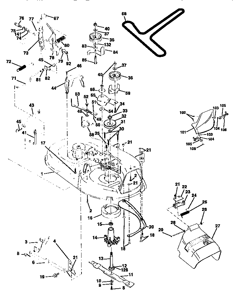 Mower Deck Diagram and Parts List for  Craftsman Lawn Tractor