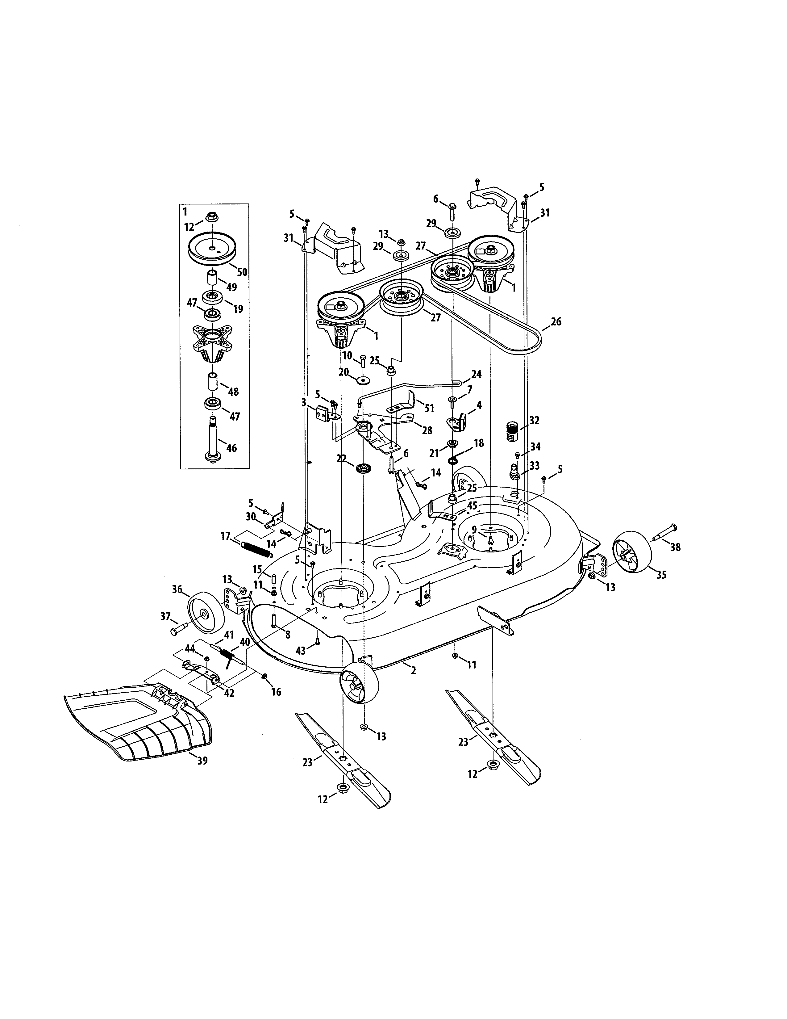 Deck/spindle Diagram and Parts List for  Craftsman Lawn Tractor