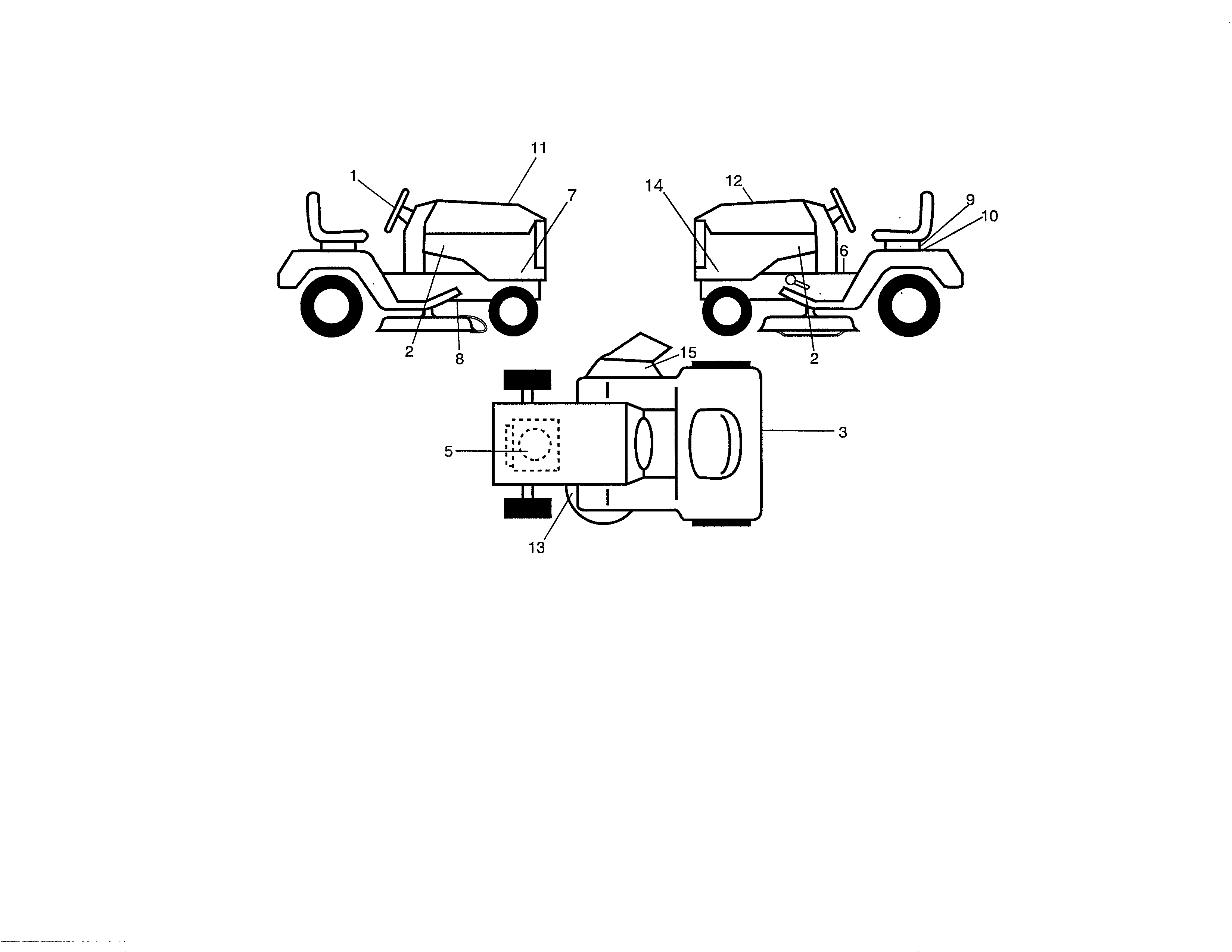 Decals Diagram and Parts List for  Craftsman Lawn Tractor