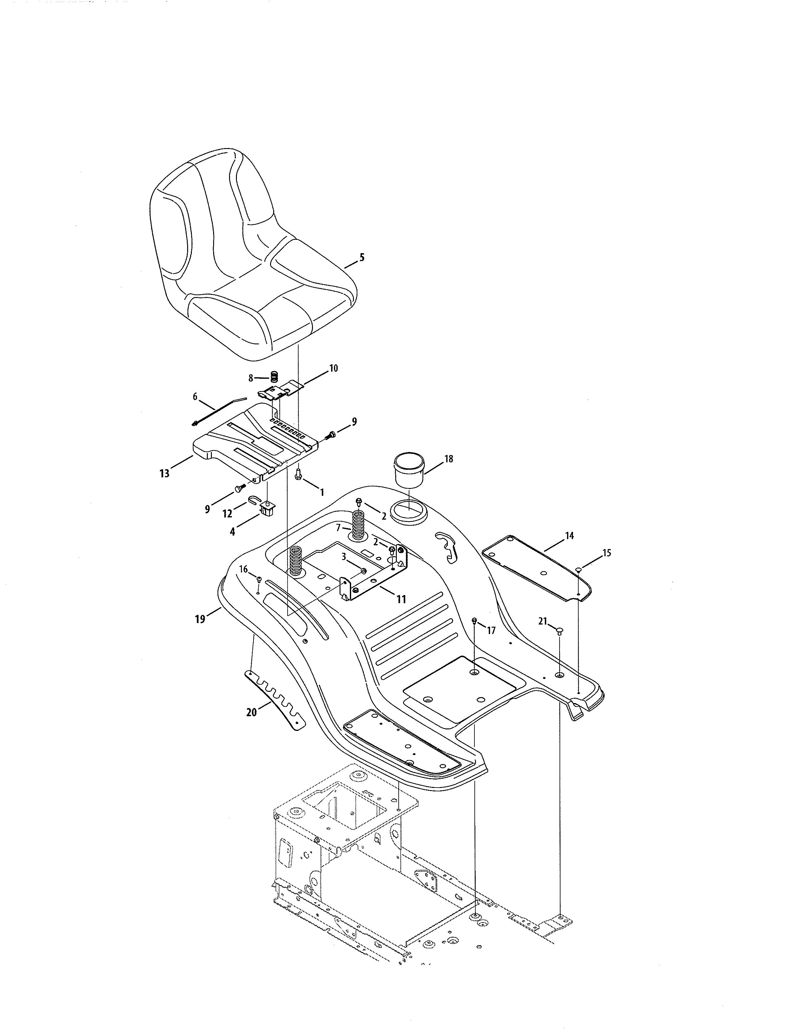 Seat/fender Diagram and Parts List for  Craftsman Lawn Tractor
