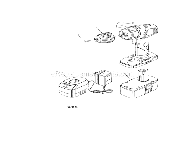 Drill-Driver Diagram and Parts List for  Craftsman Cordless Drill