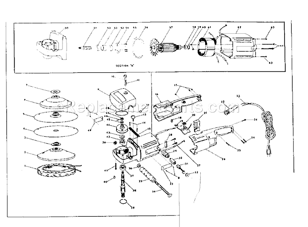 Unit Parts Diagram and Parts List for  Craftsman Sander Polisher