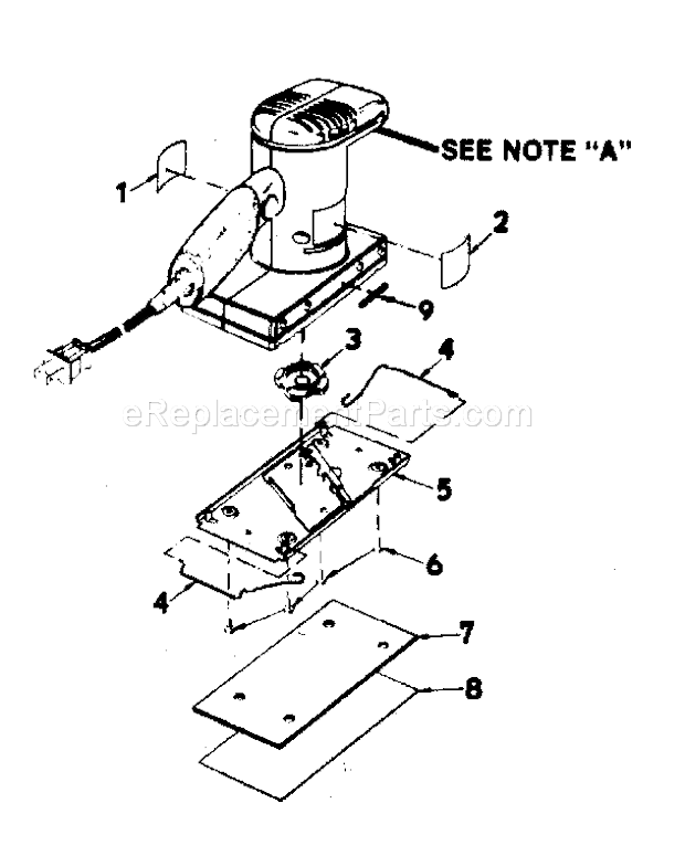 Platen Assembly Diagram and Parts List for  Craftsman Sander Polisher