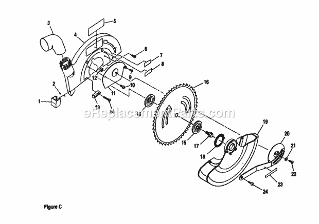 Page C Diagram and Parts List for  Craftsman Miter Saw