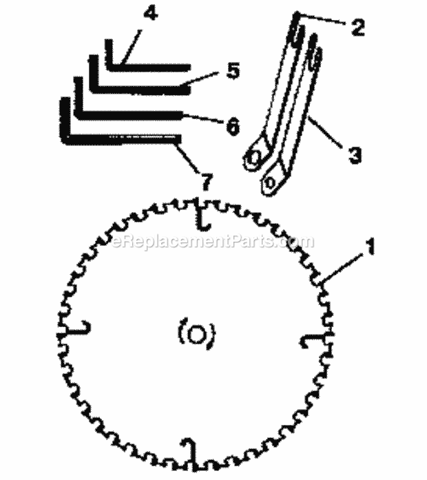 Saw Blade Diagram and Parts List for  Craftsman Table Saw