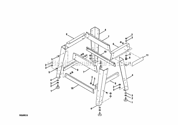 Page B Diagram and Parts List for  Craftsman Table Saw