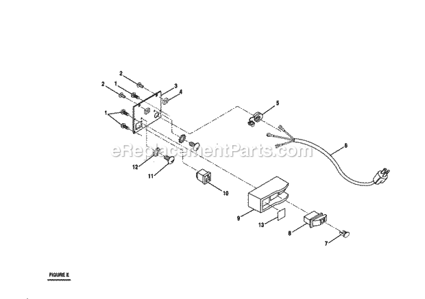 Page E Diagram and Parts List for  Craftsman Table Saw