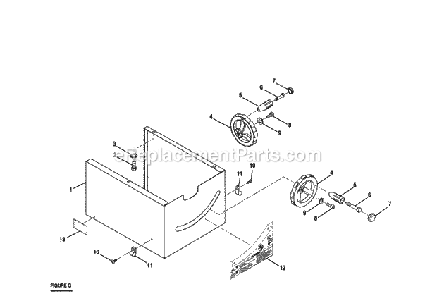 Page G Diagram and Parts List for  Craftsman Table Saw