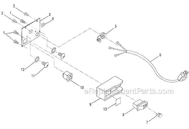 Switch Housing Diagram and Parts List for  Craftsman Table Saw