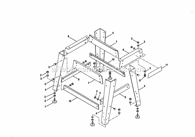 Figure B Diagram and Parts List for  Craftsman Table Saw