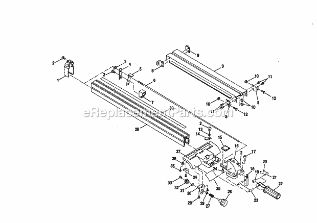 Figure C Diagram and Parts List for  Craftsman Table Saw