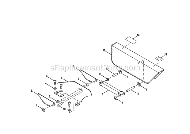 Figure D Diagram and Parts List for  Craftsman Table Saw