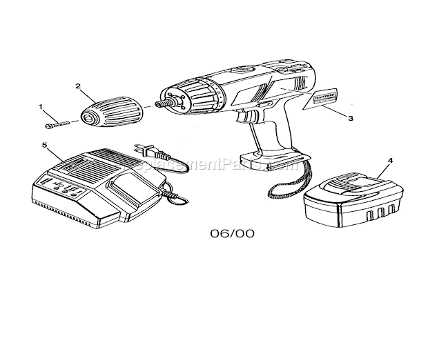 Drill Diagram and Parts List for 315271200  Craftsman Cordless Drill