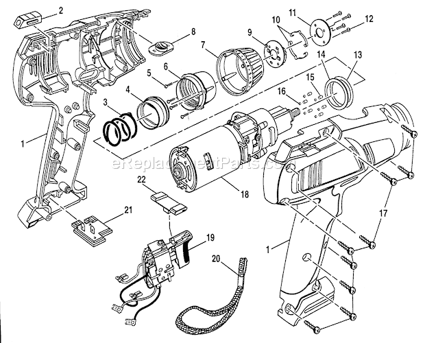 Drill 315271241 Diagram and Parts List for 315271251  Craftsman Cordless Drill