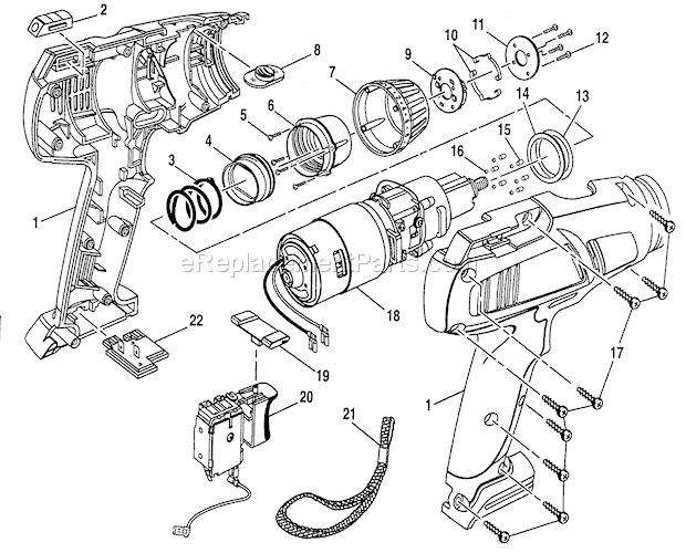 Drill 315271251 Diagram and Parts List for 315271251  Craftsman Cordless Drill